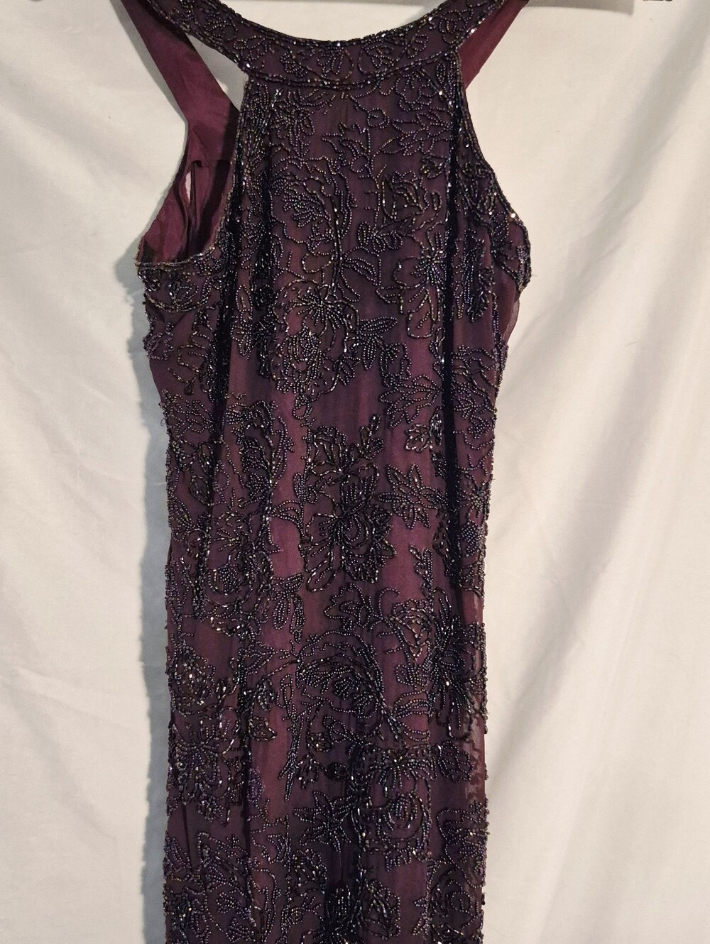 Oleg Cassini Plum Beaded Strapless Cocktail Dress. Womens 8. - Picture 2 of 7
